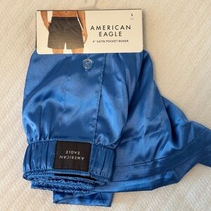 American Eagle Men’s Silk Boxers Size Large | Blue Silky 4” Boxer short for Men